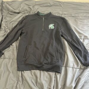 Colosseum Black Zip-Up Sweater with Green Logo